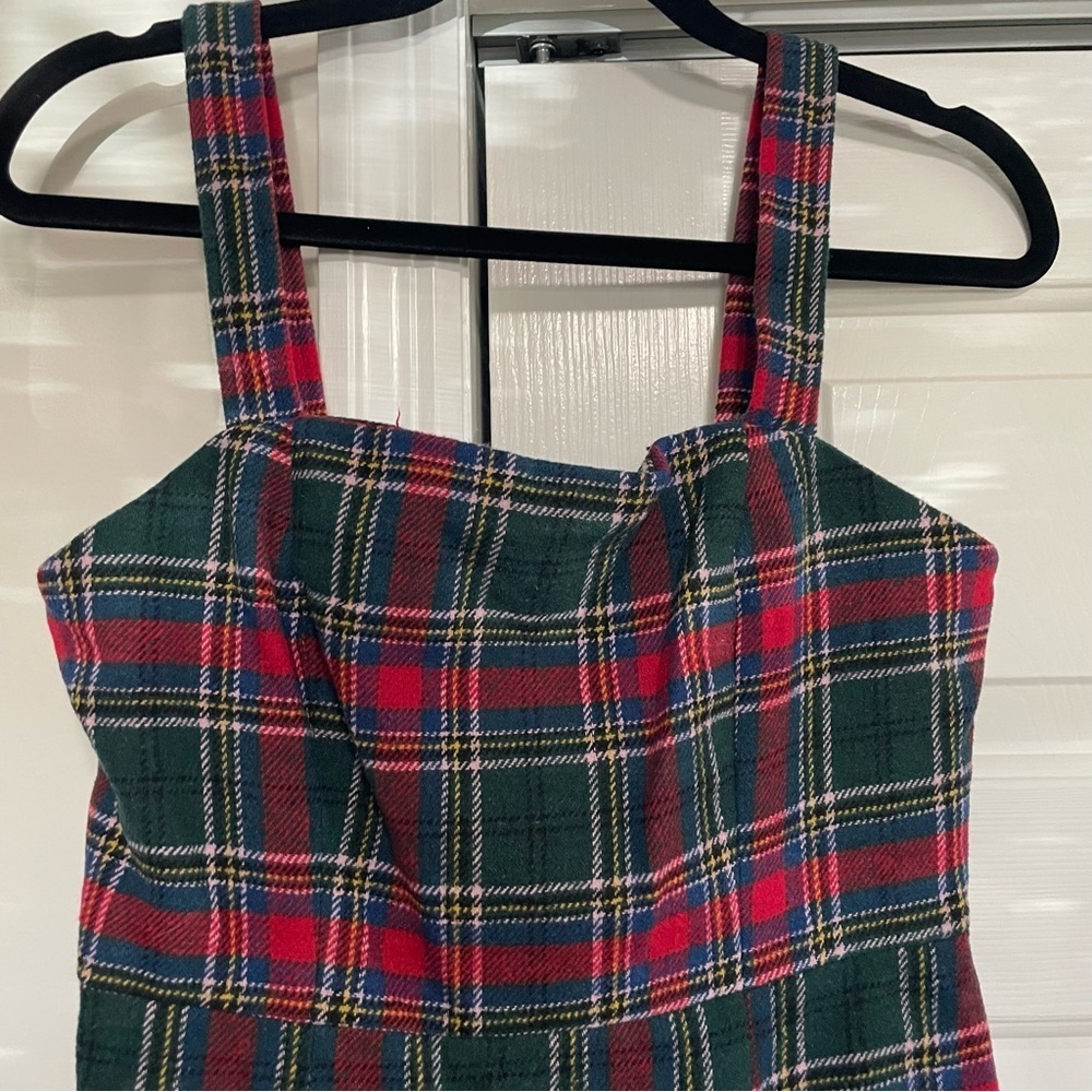 Copper Key Red Green Tartan Jumper Pinafore Dress Holiday Size Junior Small,NWOT - Picture 2 of 9